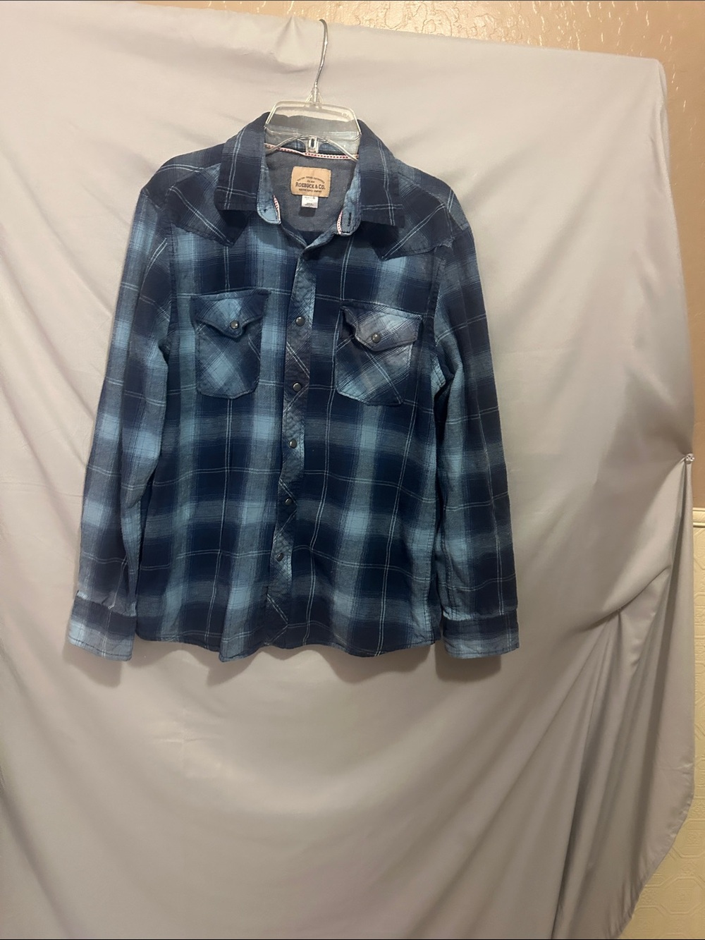Robuck  Blue Plaid Western Button-Down Shirt